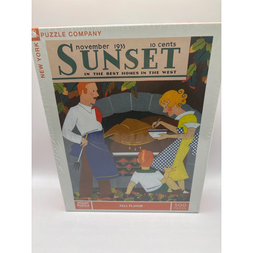 New York Puzzle Company Sunset Fall 500 Piece Jigsaw Puzzle 1933 Cover NEW